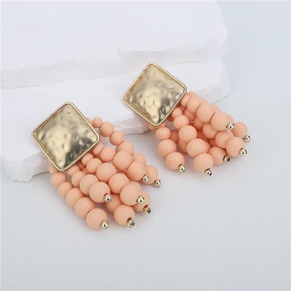 Boho Fashion Sexy Women Black Red Beads Geometry Earrings Statement Drop - Picture 12 of 14